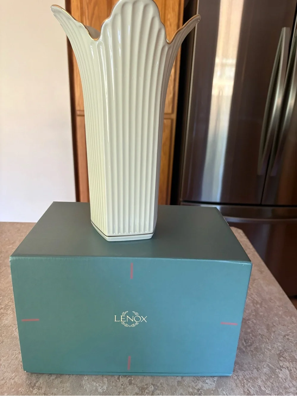 Lenox Ivory Scalloped Fluted Ceramic Vase